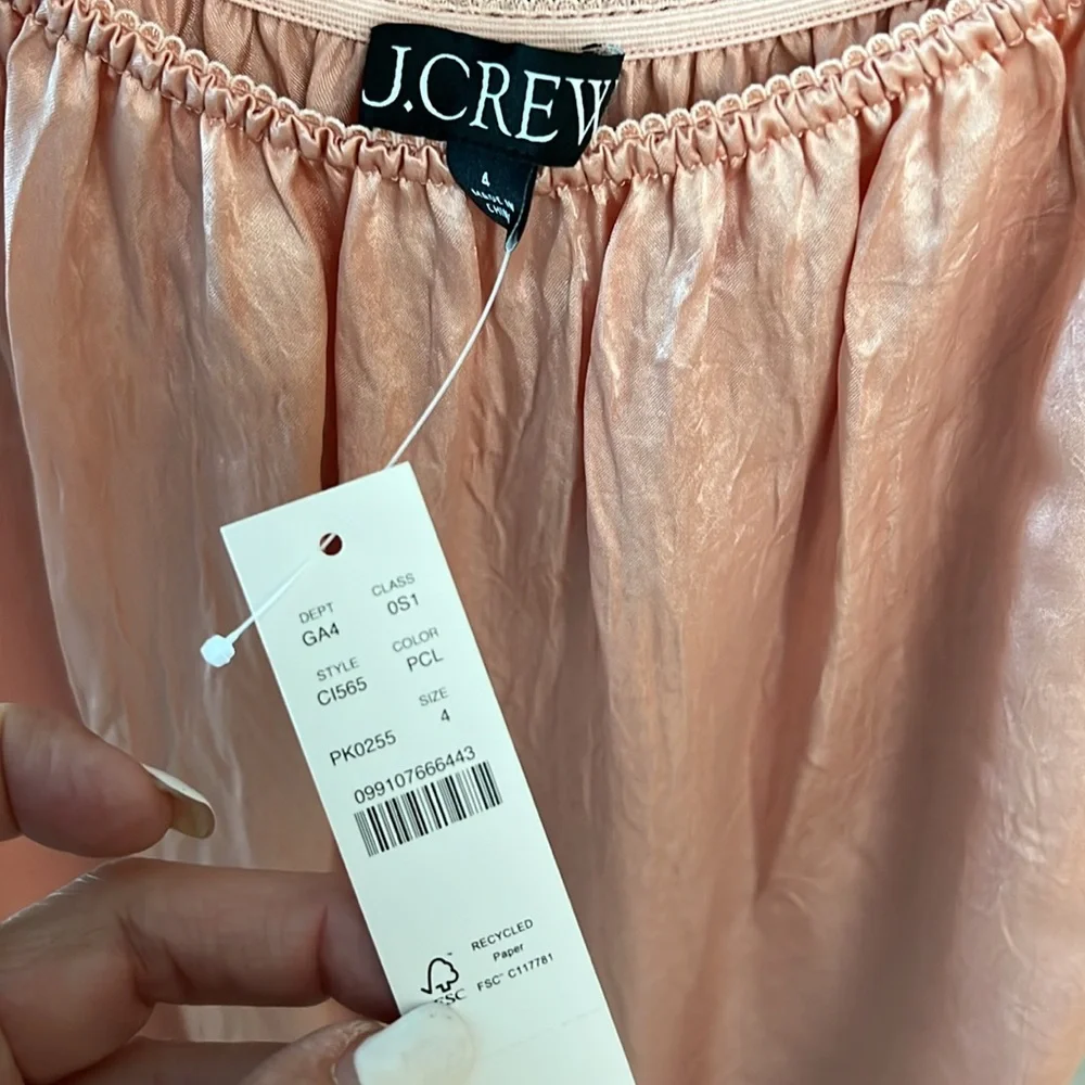NWT $178 J. CREW slip dress off shoulder peachy 4